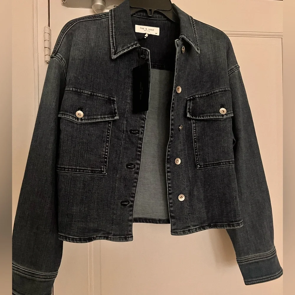 NWT Rag & Bone Medium Wash Jayde Shirt Jacket Size Small Blue - Picture 2 of 10
